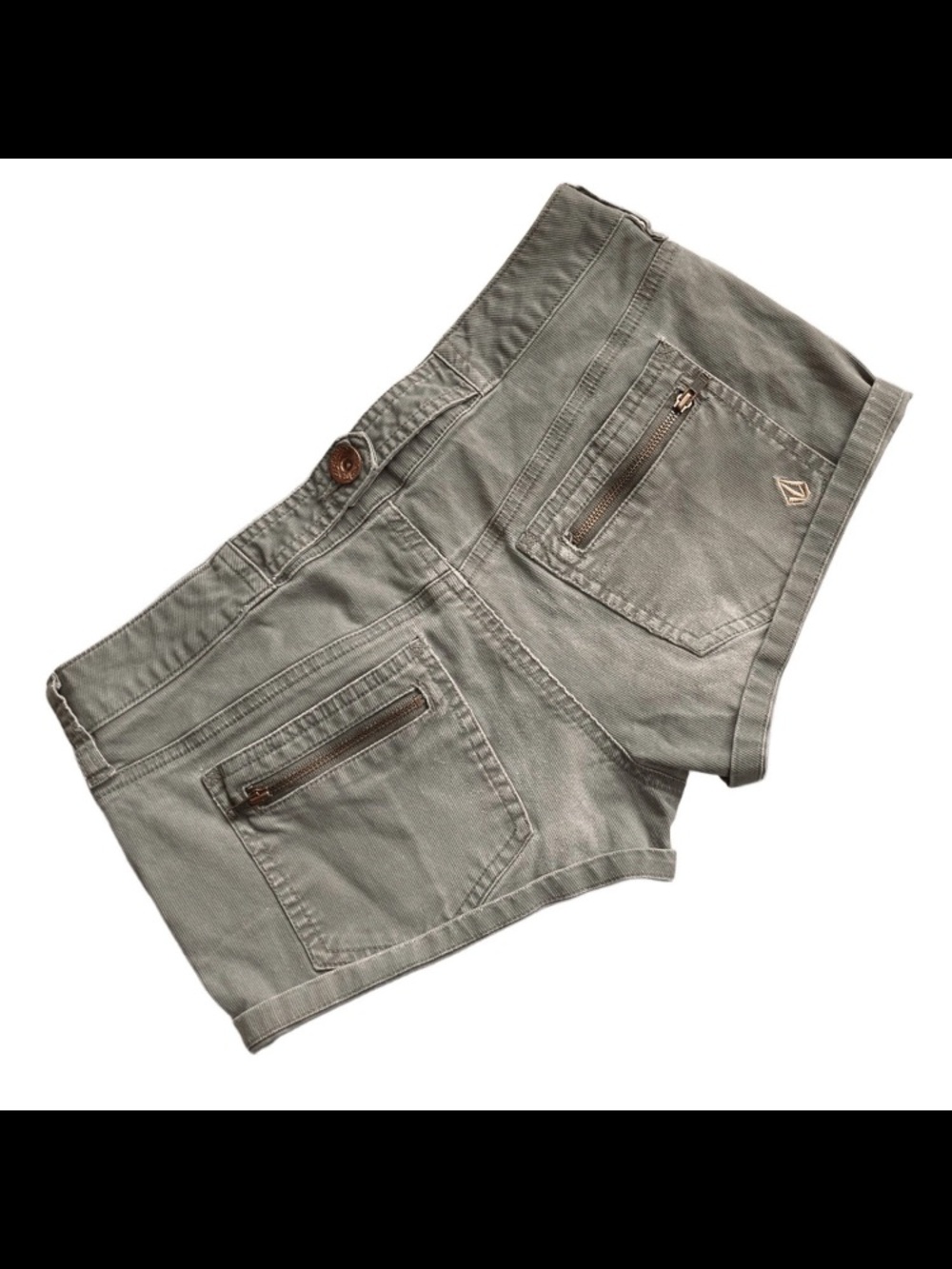 Vtg Volcom Womens Ultra Low Rise Micro Mini Shorts Sz 1 Stretch Under 2" Inseam